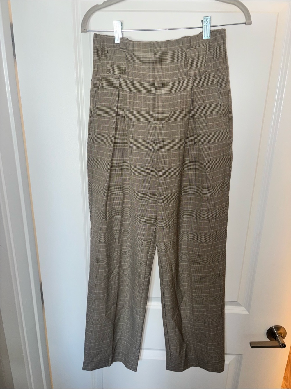 High-Waist Plaid Trousers